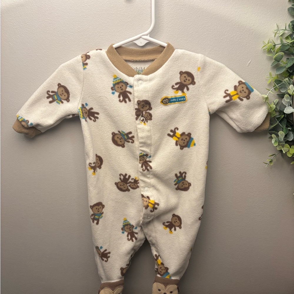 Monkey Print One Piece - Cream